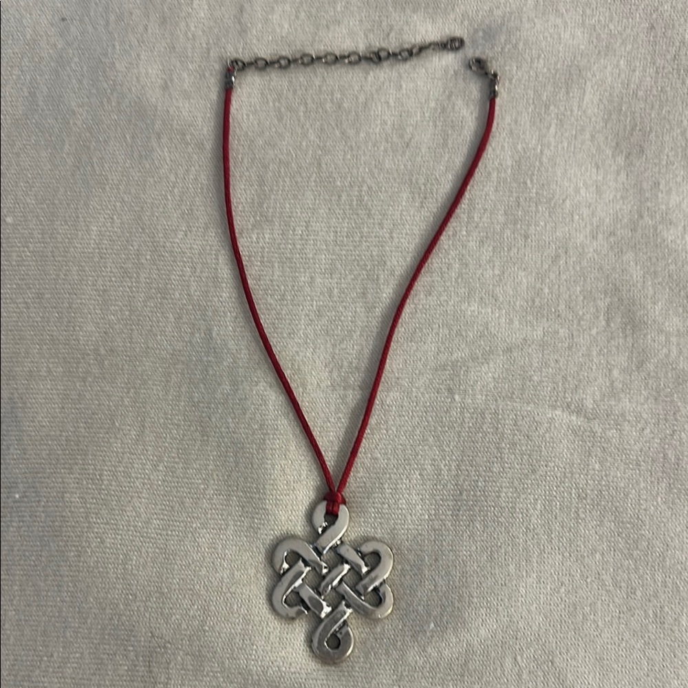 Jessica Elliot Silver Celtic Knot Necklace with Red Cord